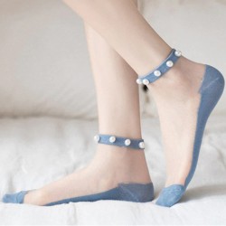 https://www.himelshop.com/Women Summer Thin Transparent Pearl Lace Glass Silk Crystal Payel Socks-Light Blue
