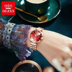 OLEVS Prismatic Diamond Luxury Watch Women Coated Glass