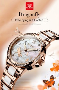 OLEVS MECHANICAL CERAMICS RHINESTONE Watch