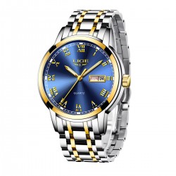 https://www.himelshop.com/LIGE Silver gold quartz watches suitable for adult. Stainless steel and date wristwatch