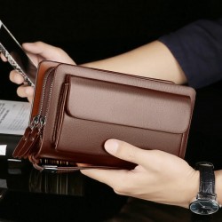 https://www.himelshop.com/High Quality Genuine Leather Luxury Wallet Women & Men Double Zippers Long  Purse